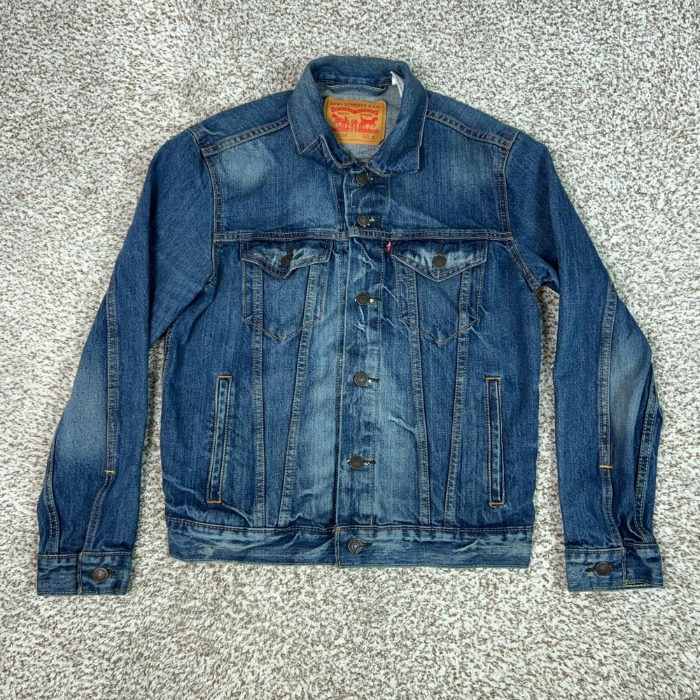 Levis Jacket Mens Small Blue Denim Trucker Button Biker Type 3 Casual Western